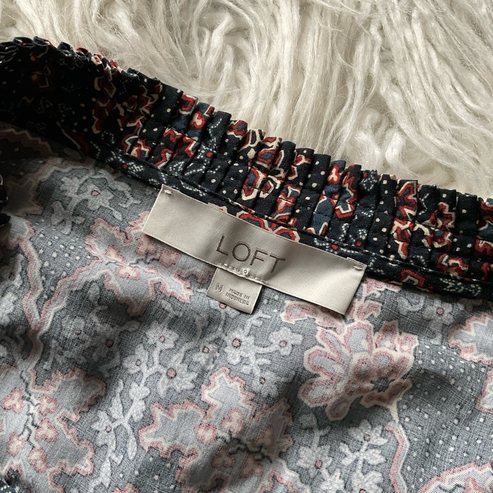 Loft Floral‎ Paisley Smocked Neck Shift Dress - Picture 4 of 8